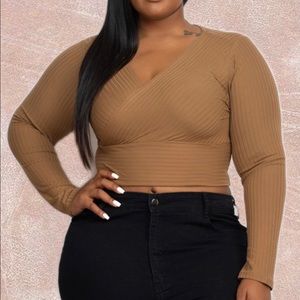 PlusSize Long Sleeve Crop Top